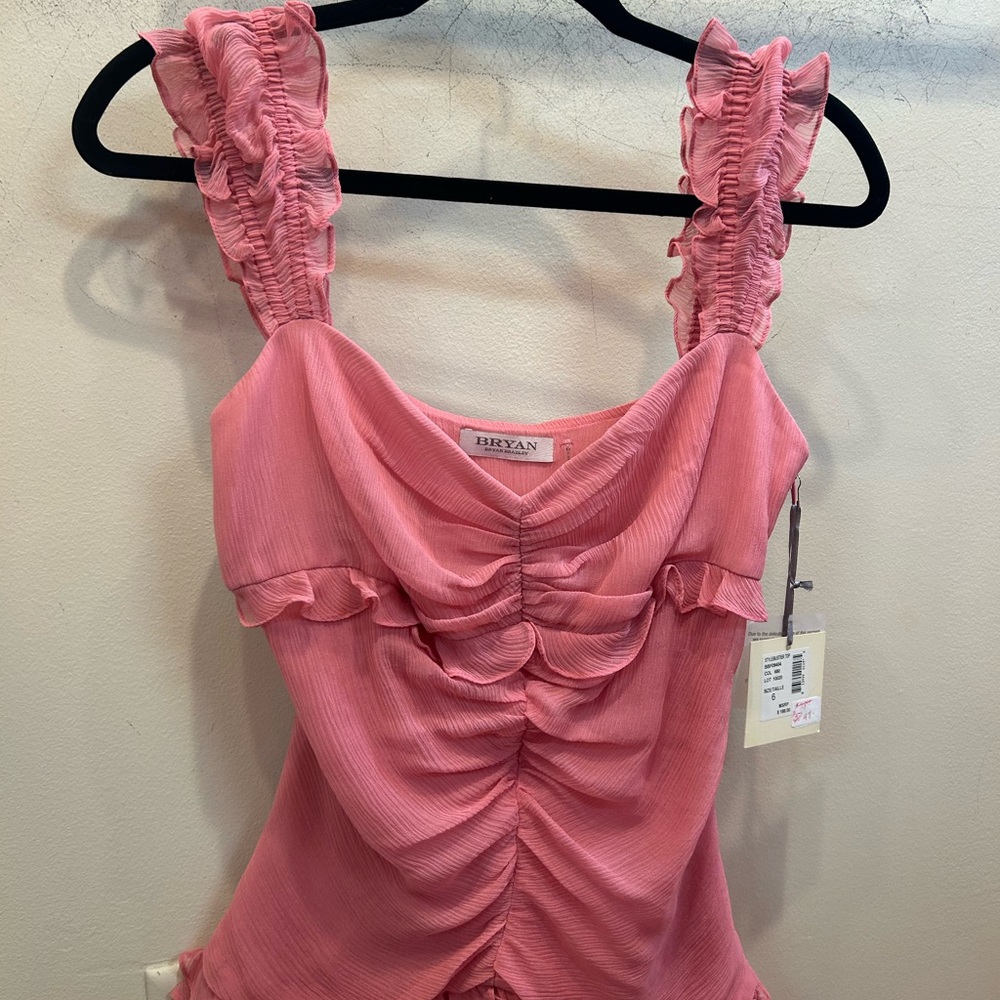 Vintage y2k Pink Ruched Ruffled Camisole - Picture 3 of 4